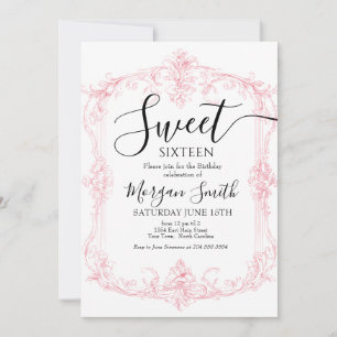 Invitation Cadre Orné Sweet Sixteen Anniversaire