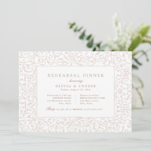 Invitation Cadre Orné Vintage en Ivoire pour Dîner de Répétit