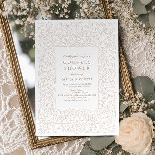 Invitation Cadre Orné Vintage Ivoire pour la Fête de Couple