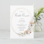 Invitation Cadre ovale de fleurs sauvages rustique pour brunc (Debout devant)