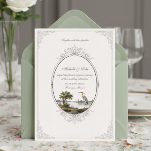 Invitation Cadre ovale de paysage français vintage pour maria
