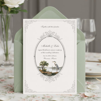 Invitation Cadre ovale de paysage français vintage pour maria