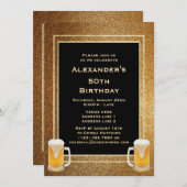 Invitation Cadre Pailleté Or & Bière (Devant / Derrière)