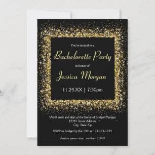 Invitation Cadre Pailleté Or - Enterrement de Vie de Jeune Fi