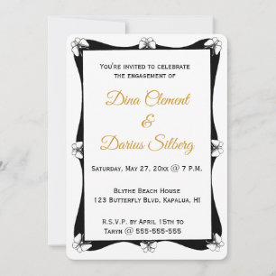 Invitation Cadre papillon noir et blanc modifiable
