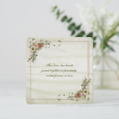 Invitation Cadre parties scintillant or avec bouquet fleuri (Debout devant)