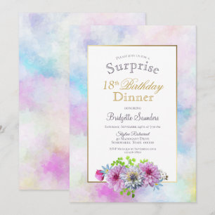 Invitation Cadre pastel élégant pour dîner surprise des 18 an