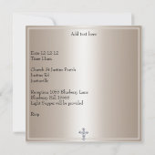 Invitation Cadre photo beige Bijou Croix Baptême (Dos)