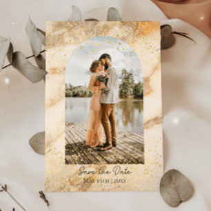 Invitation Cadre photo bohème beige pour save the date de mar