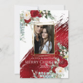 Invitation Cadre photo BOLD Rouge Joyeux Noël (Devant)