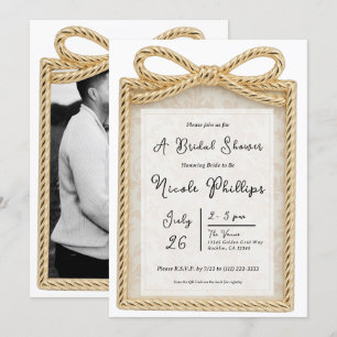 Invitation Cadre photo cadeau arc d'or Shower de mariage 