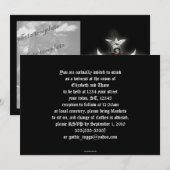 Invitation Cadre photo croisé en satin noir et rose rouge Inv (Devant / Derrière)