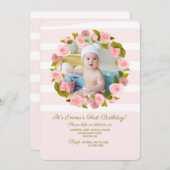 Invitation Cadre photo de rose (Devant / Derrière)