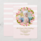 Invitation Cadre photo de roses (Devant / Derrière)