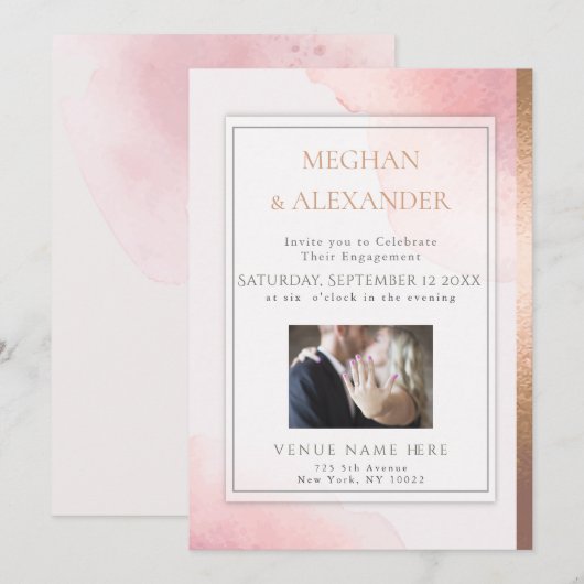 Invitation Cadre photo du Fiançailles de lavage à l'aquarelle (Devant / Derrière)
