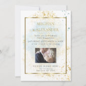 Invitation Cadre photo Fiançailles couleur bleu Denim (Devant)