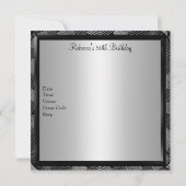Invitation Cadre photo floral noir argent 50e anniversaire 2 (Dos)