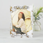 Invitation Cadre photo géométrique en marbre doré pour la rem (Debout devant)