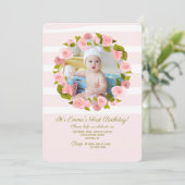 Invitation Cadre Photo Rose (Debout devant)