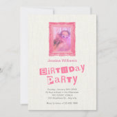 Invitation Cadre photo rose vintage (Devant)