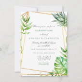 Invitation Cadre polygonal doré tropical de pastèque verte (Devant)