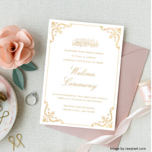 Invitation Cadre rococo classique Cérémonie Walima écriture d