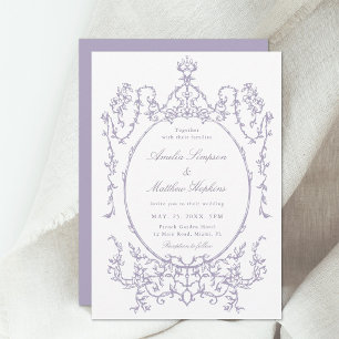 Invitation Cadre romantique français mariage lavande