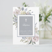 Invitation cadre rose délicat aquarelle | Baptême (Debout devant)