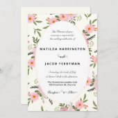 Invitation Cadre rose et vert pastel (Devant / Derrière)