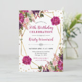 Invitation Cadre rose Fleurs d'été 50e anniversaire (Debout devant)
