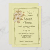 Invitation Cadre rose - Mariage jaune céleste (Devant / Derrière)