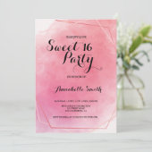 Invitation Cadre rose rose aquarelle douce 16 (Debout devant)