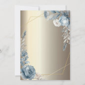 Invitation Cadre Roses Bleues Champagne Or (Dos)
