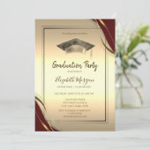 Invitation Cadre rouge chic, Diplôme d'or de la casquette d'é (Debout devant)