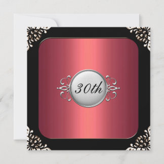 Invitation Cadre rouge et noir Fête d'anniversaire 30 ans