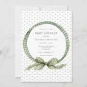Invitation Cadre ruban Gingham vert Vintage (Devant)