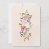 Invitation Cadre Rustique Baptême Floral Bourgogne Rose (Dos)