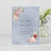 Invitation cadre rustique doux rose bordeaux mariage (Debout devant)