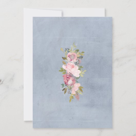 Invitation cadre rustique doux rose bordeaux mariage (Dos)