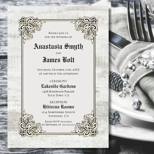 Invitation Cadre rustique en bois sculpté pour mariage