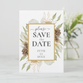 Invitation Cadre rustique en pin blanc ENREGISTRER LA DATE (Debout devant)
