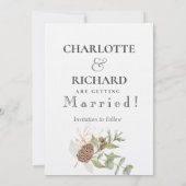 Invitation Cadre rustique en pin blanc ENREGISTRER LA DATE (Dos)