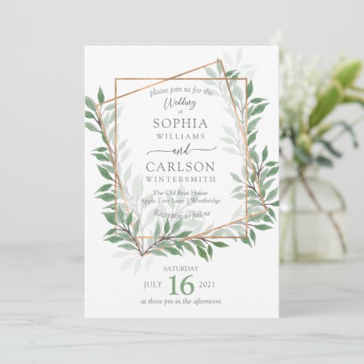 Invitation Cadre rustique Summer Greenery, (Debout devant)