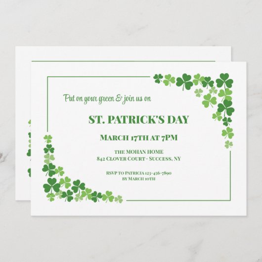 Invitation cadre Shamrock (Devant / Derrière)