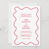 Invitation Cadre simple Red Squiggle Mariage moderne (Devant)