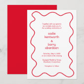 Invitation Cadre simple Red Squiggle Mariage moderne (Devant / Derrière)