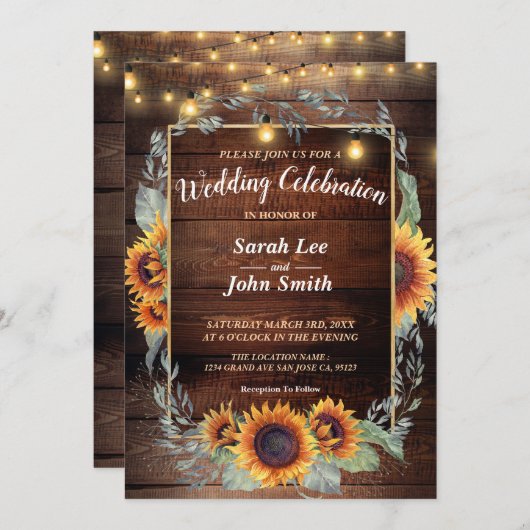 Invitation Cadre Tournesol (Devant / Derrière)