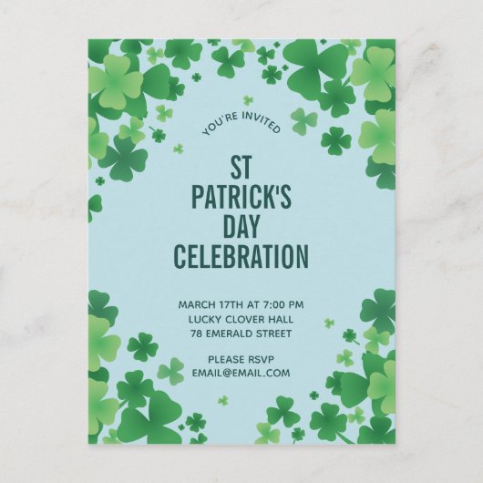 Invitation cadre trèfle minimaliste (Devant)