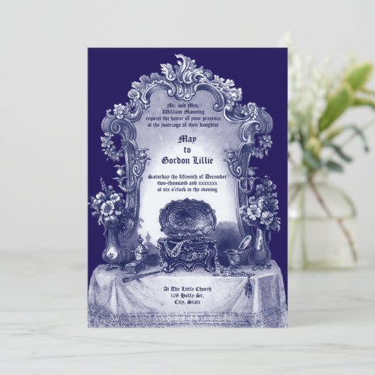 Invitation Cadre Vanity Style Rococo baroque (Debout devant)