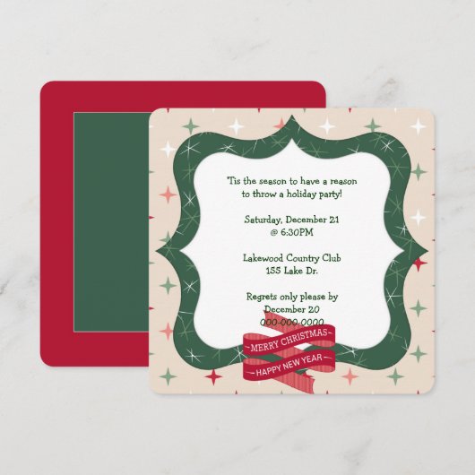 Invitation Cadre vert de vacances pour la fête (Devant / Derrière)